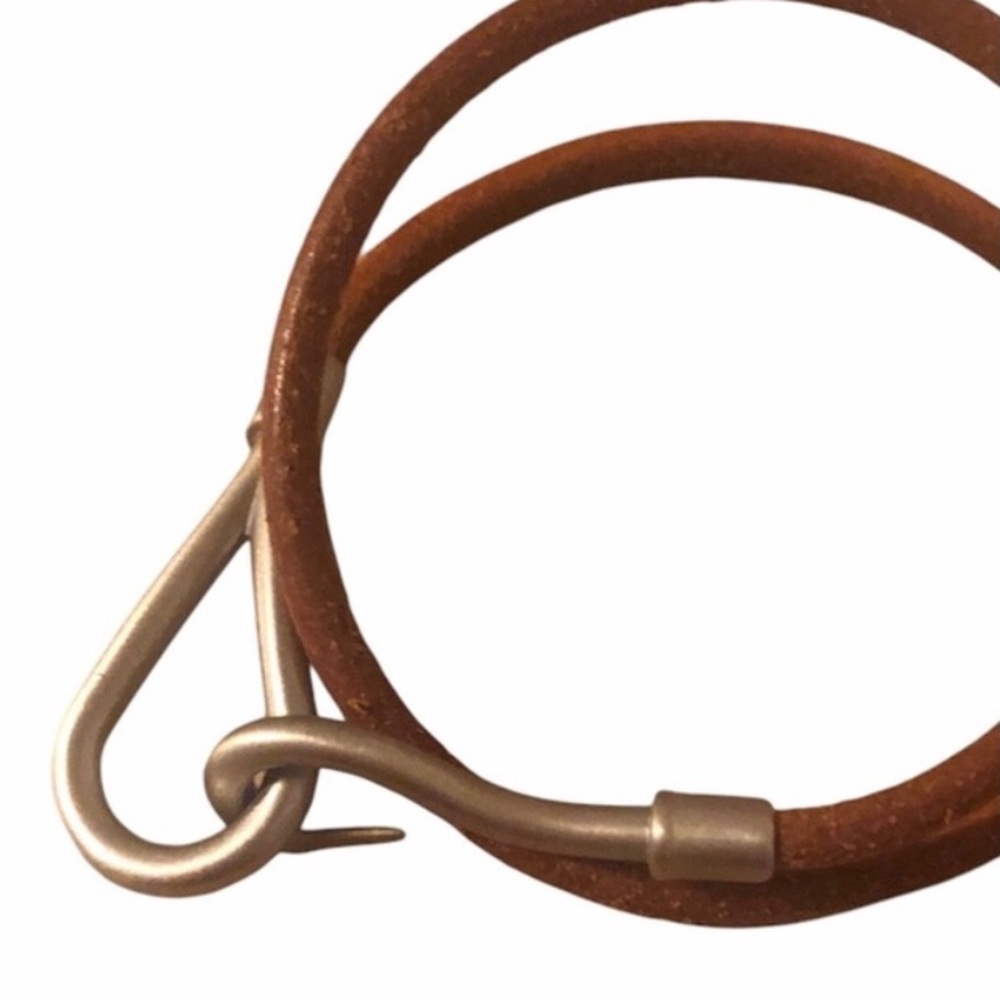 Hermés Double Tour Bracelet Natural Leather and Silver - Picture 4 of 9